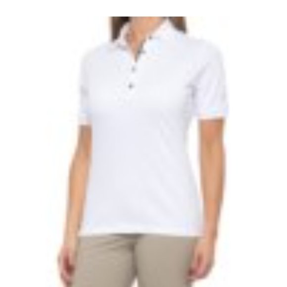 $220! NWT Bogner Women's Nell Short Sleeve Polo Golf Shirt - White - M/L - Picture 1 of 1